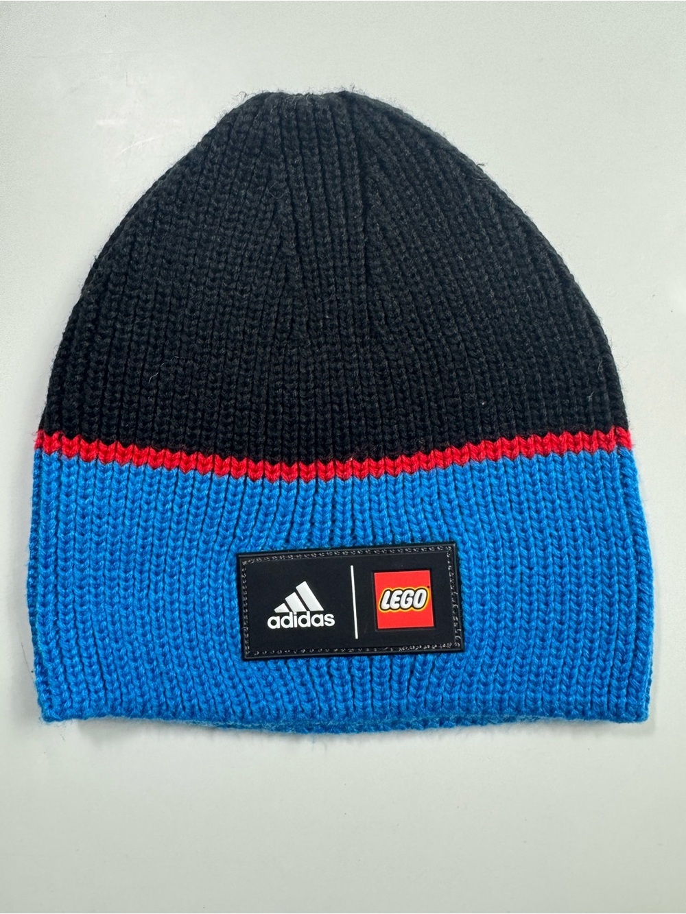 Adidas x LEGO Kids Blue Black Knit Beanie Hat One Size Acrylic Winter Cap